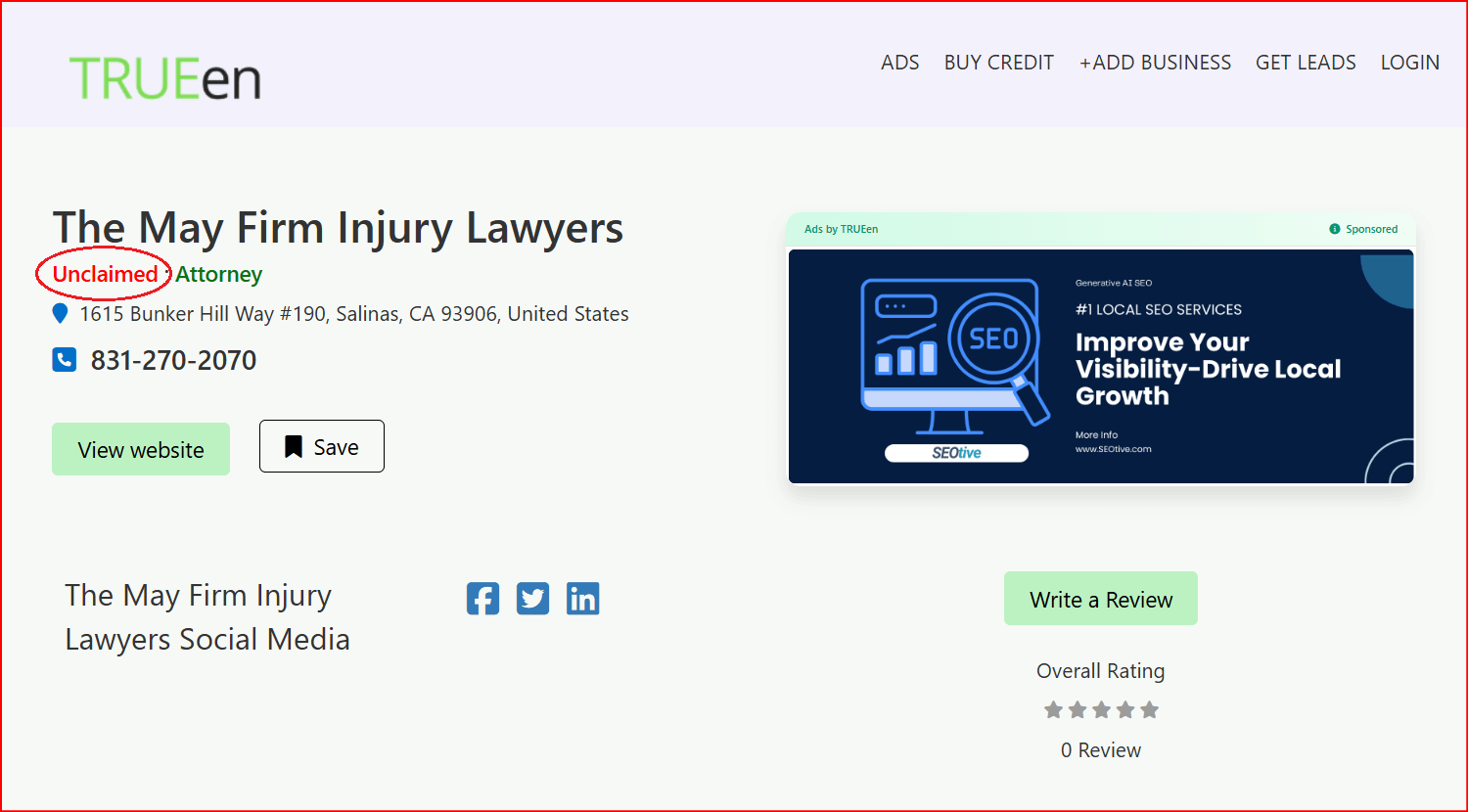 Unclaimed status button